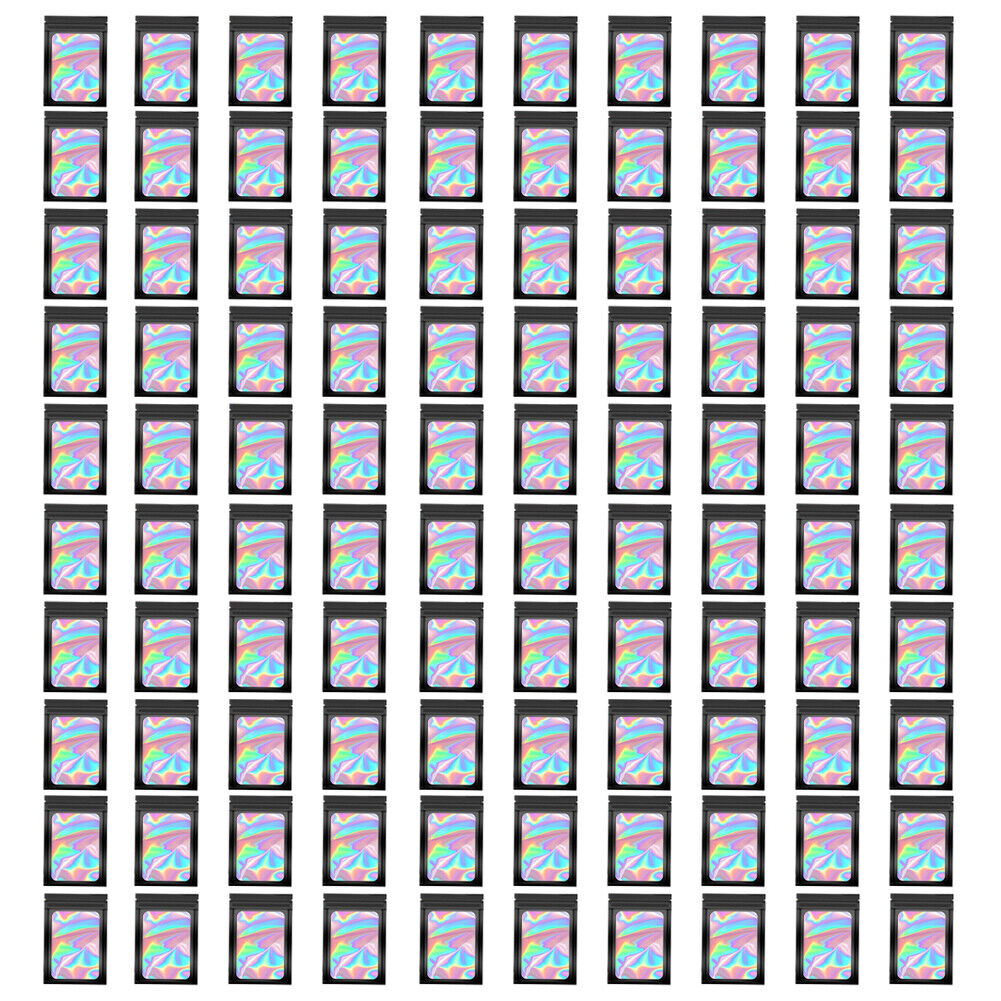 US 100-200 Pcs Smell Proof Mylar Bag Holographic Resealable Foil Pouch 4x6''