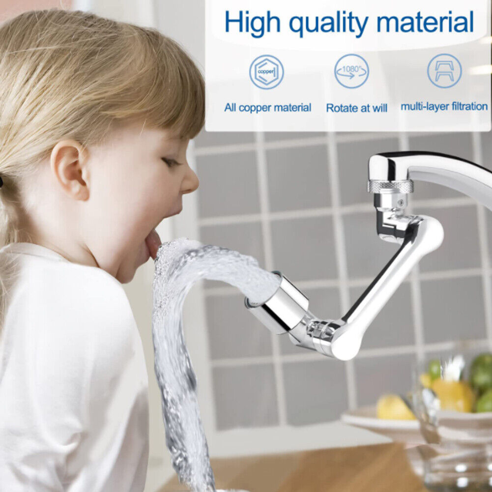 US 1-2Pc 1080° Rotating Faucet Aerator Universal Splash Spray Tap Extension Head