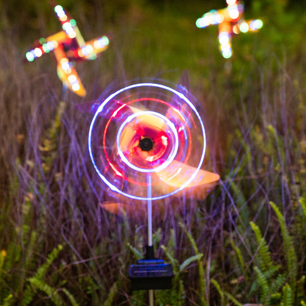 US 2-4 Pcs Solar LED Windmill Spinner RGB Wind Outdoor Catcher Patio Holiday