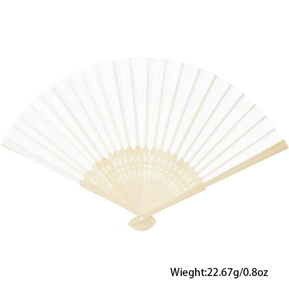 US 12-24 Pack Bamboo Hand Fan for Women, 8 Inch White Folding Hand Held Fan
