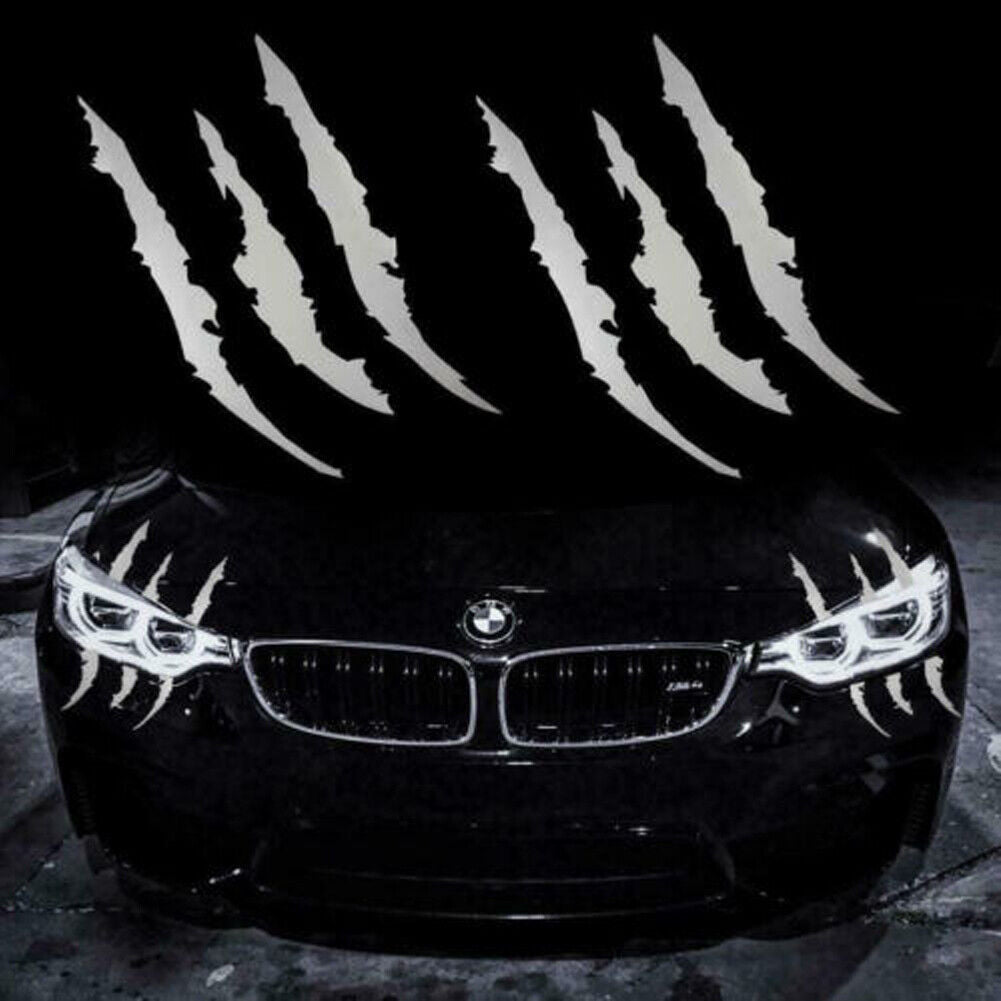 US 2-4Pc Monster Claw Mark Scratch Car Headlight Sticker Stripe Reflective Decal