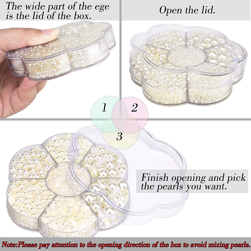 US 5600~11200 Set DIY Half Artificial Pearl Bead Flat Back Beads Craft Nail Art