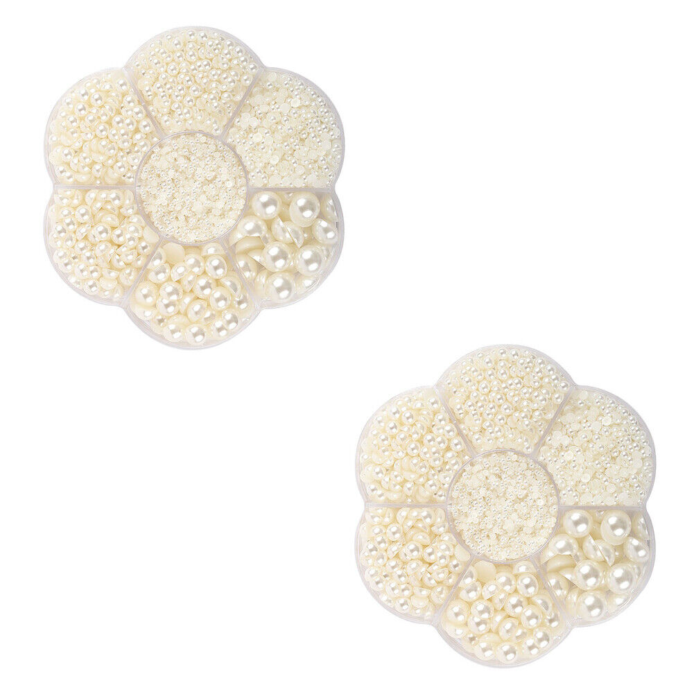 US 5600~11200 Set DIY Half Artificial Pearl Bead Flat Back Beads Craft Nail Art