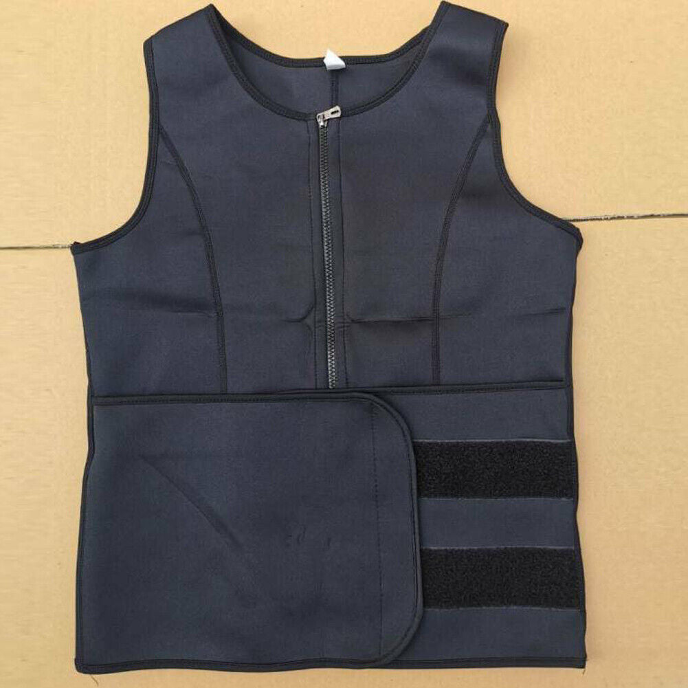 US Men's Sauna Thermo Sweat Waist Trainer Top Vest Suit Body Shaper Belt Corset