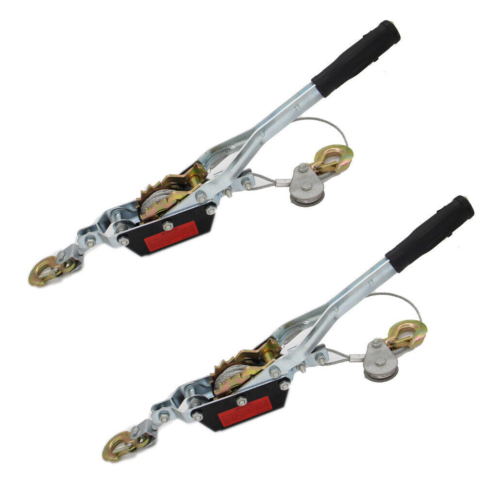 US 2 Ton Gear Hand Cable Puller Car Trailer Tow Hooks 4400 lbs Come along tighte