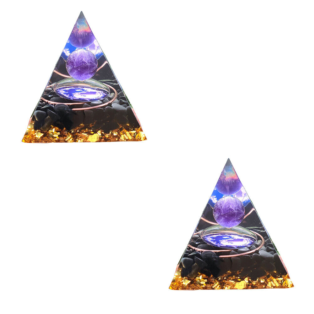US 1-2 Pack Orgonite Pyramid Amethyst Peridot Healing Crystal Energy Orgone EMF