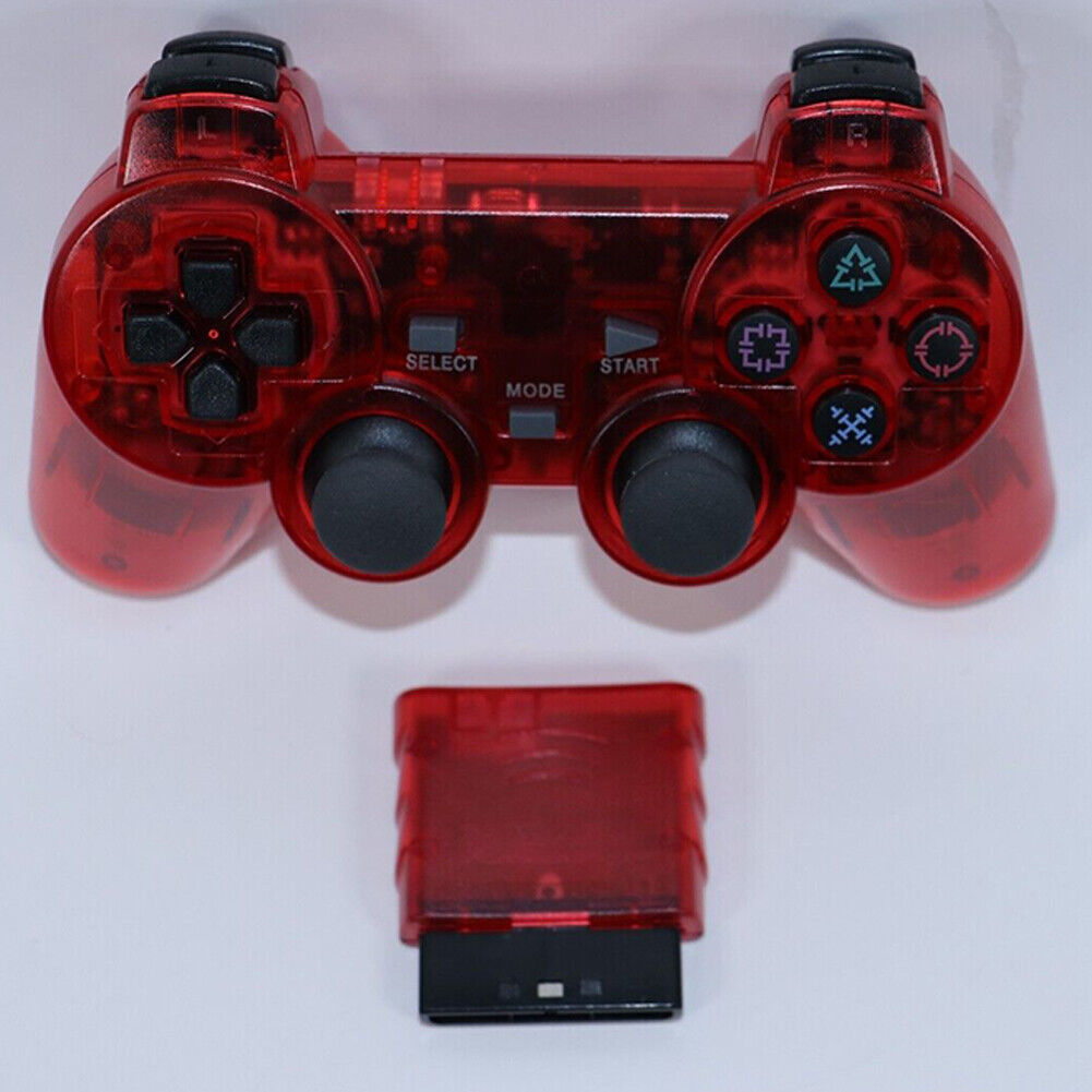 US Sony PS2 Wireless 2.4GHz Dual Vibration Controller Gamepad Transparent Color