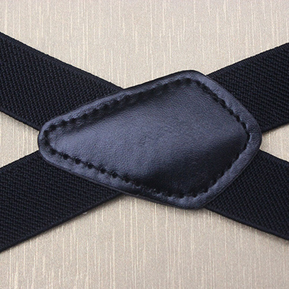 US 2-4 Pack Suspenders X-Back Wide Adjustable Solid Straight Heavy Duty Adults