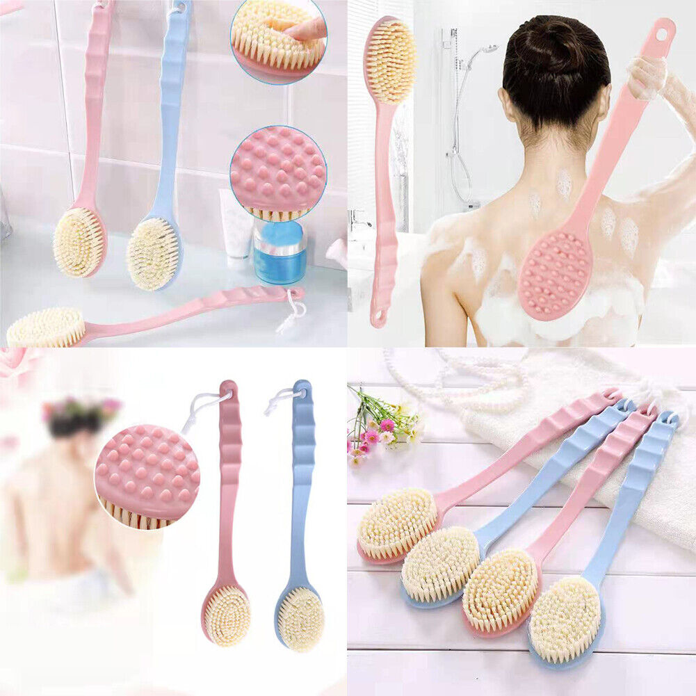 US 2-4Pc Long Handle Bath Brush Back Scrub Scrubber Shower Body Skin Exfoliating