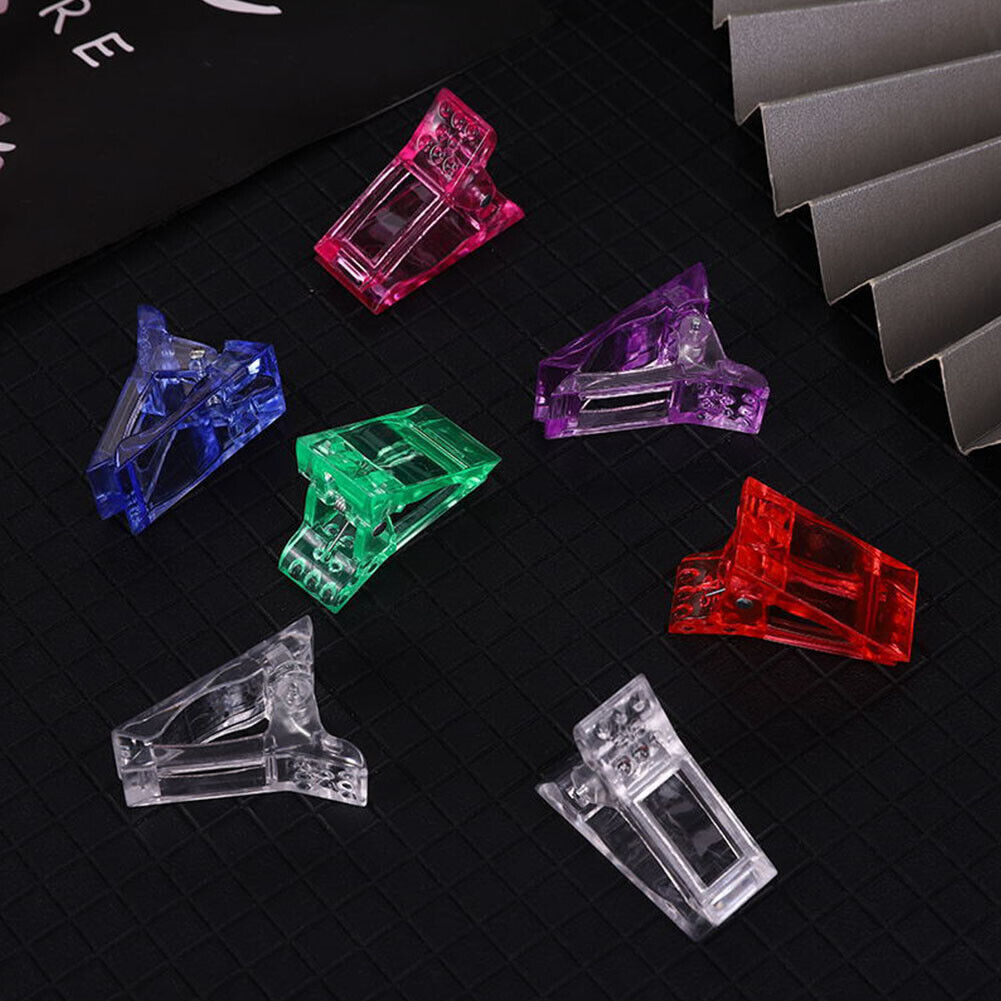 US 20-40 Pc Clear Poly Nail Gel Tips Clip for Quick Building Extension DIY Clamp