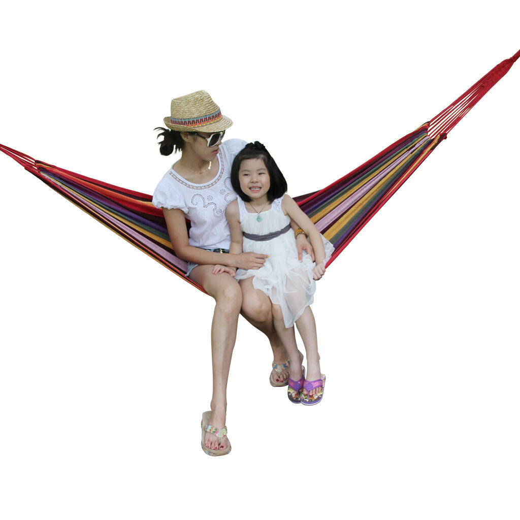 Double Layered Cotton Fabric Travel Camping Hammock,78.75''x31.5'', max 308 lbs