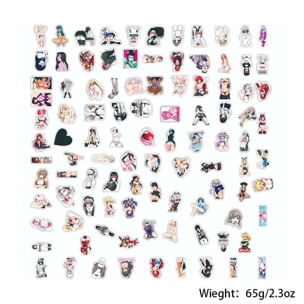 US 100-200 Pcs Sexy Anime Stickers Waifu Girl Explicit Beautiful Gorgeous Vinyl