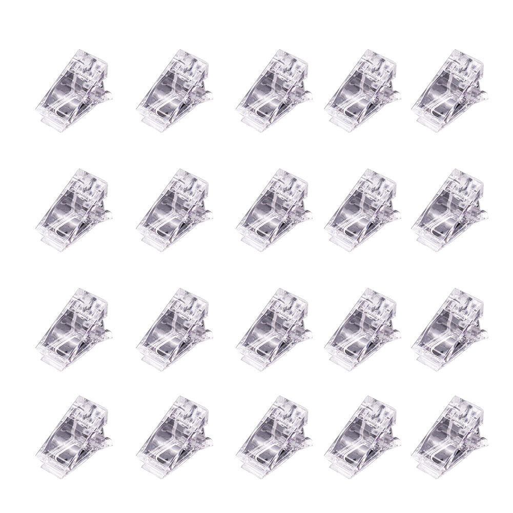 US 20-40 Pc Clear Poly Nail Gel Tips Clip for Quick Building Extension DIY Clamp