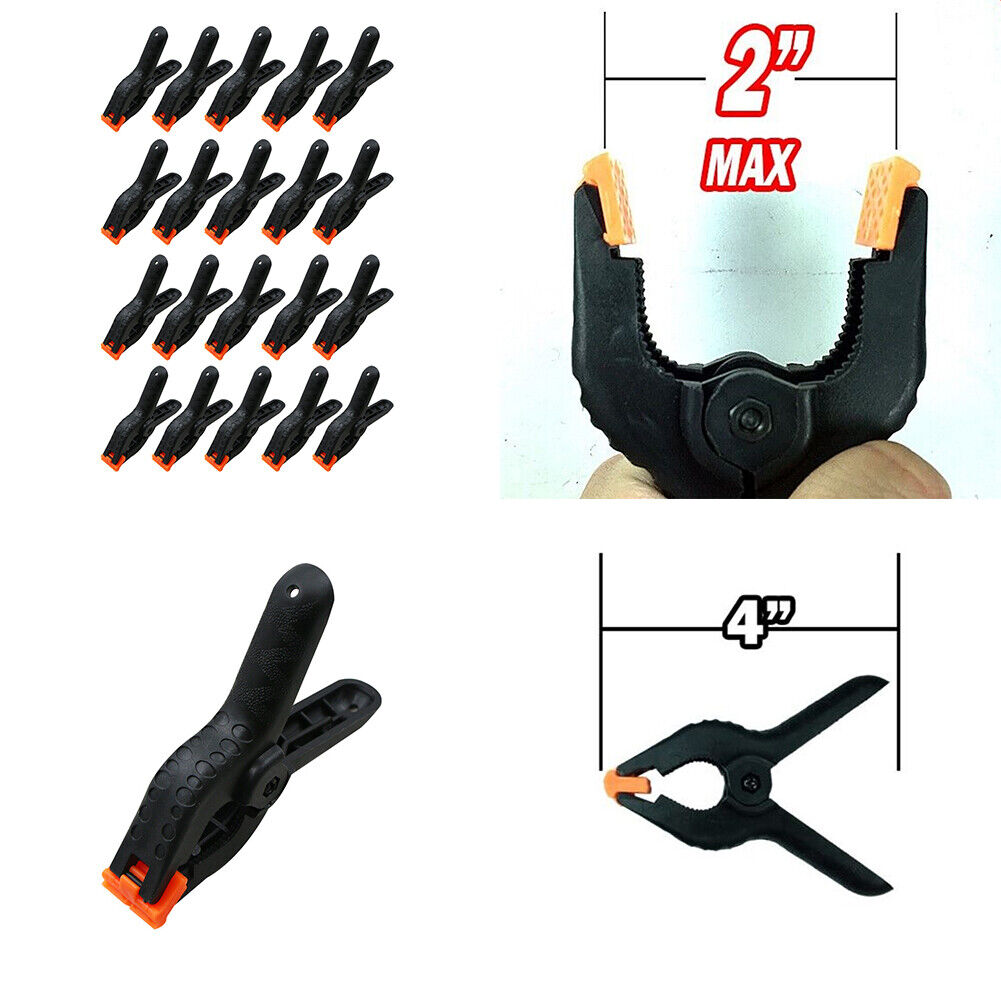 US 20-40 Heavy Duty 4" Plastic Spring Clamps DIY Small Tool Clip 2" Jaw Opening
