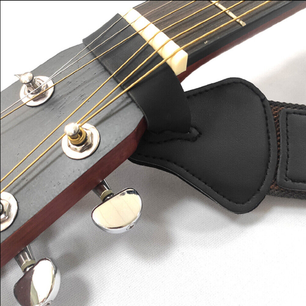 US 2-4 Pcs Adjustable Soft Guitar Strap Nylon Pick Electric Guitar Bass Holder
