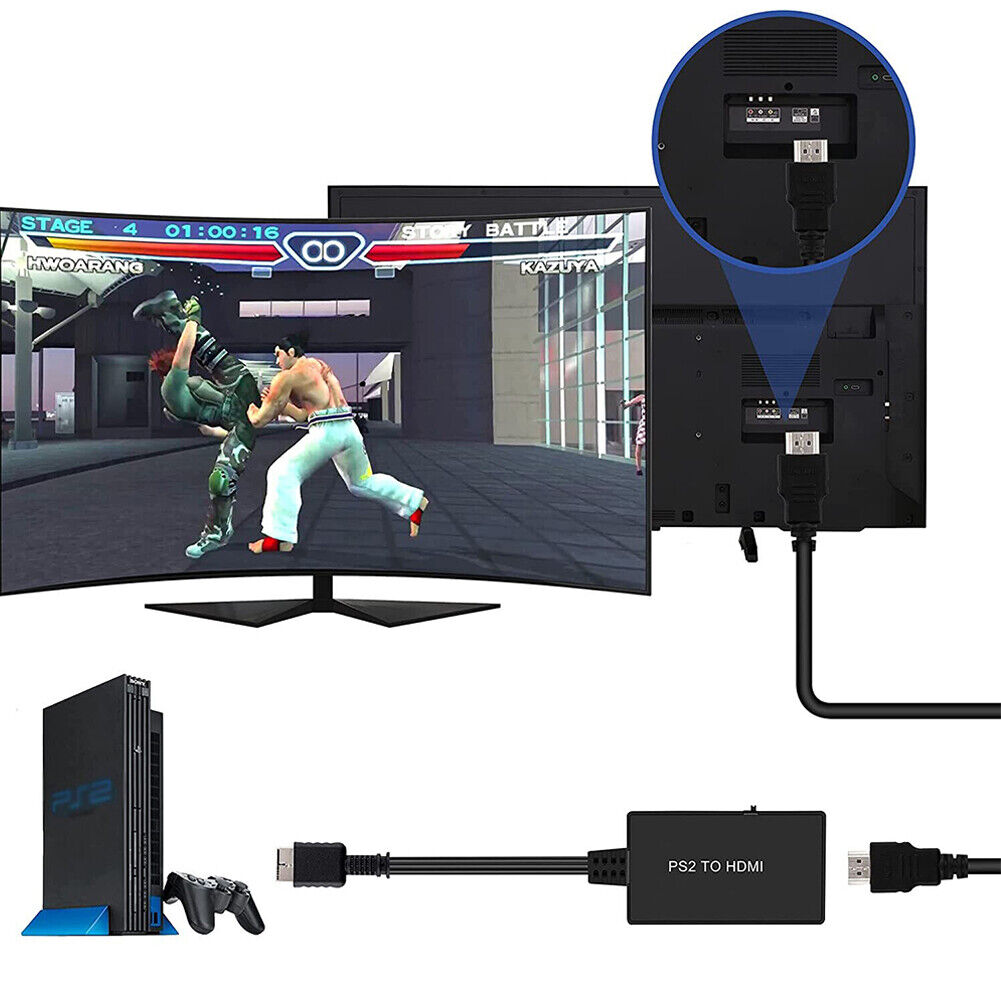 US 1-2 Pc PS2 To HDMI Adapter Supports Video HD Output PlayStation Display Modes