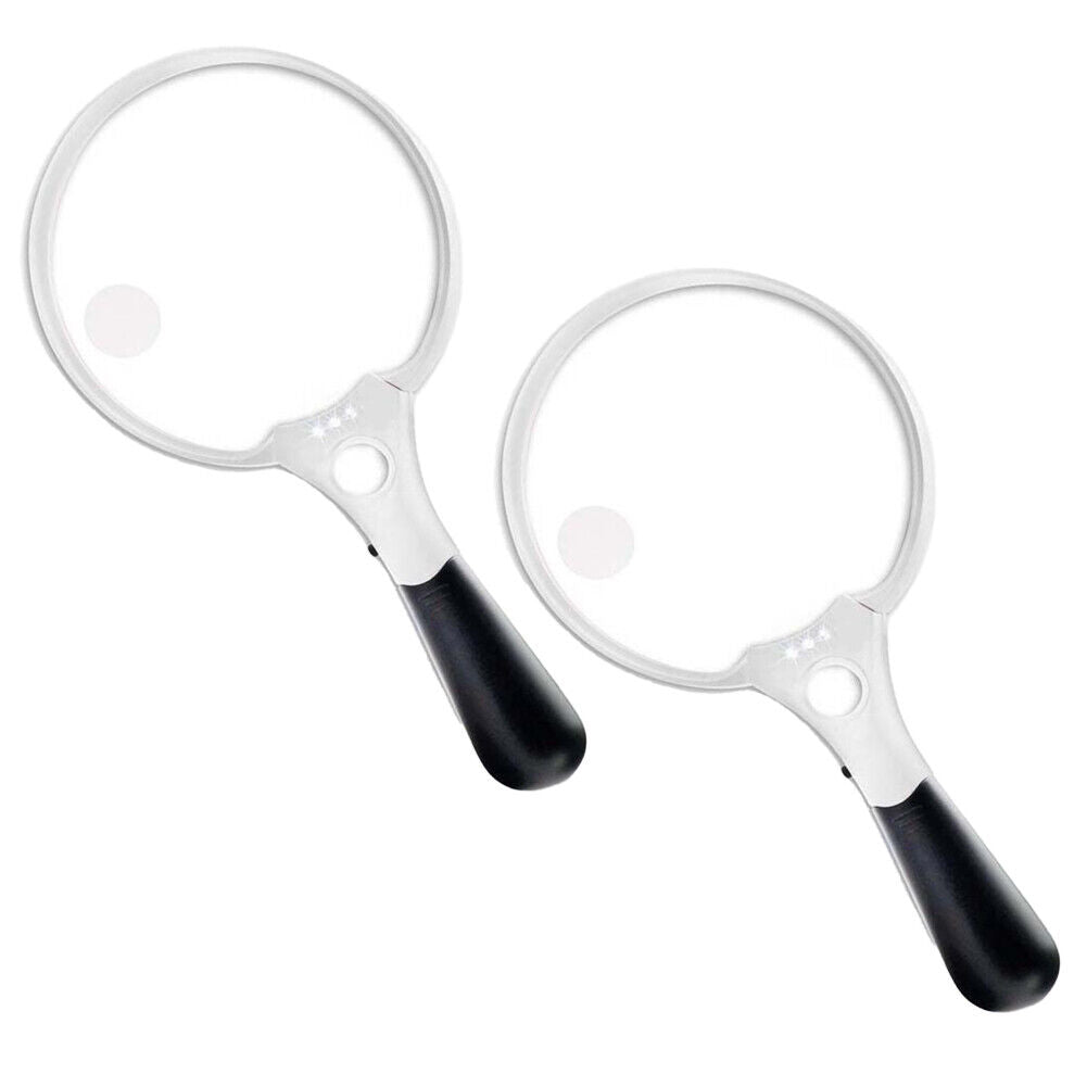 US 1-2 Pack 3 LED Lens Handheld Magnifier Reading Magnifying Glass Jewelry Loupe