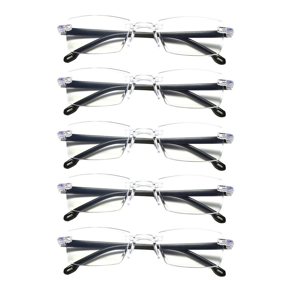 US 5-10 Pc Rectangular Rimless Blue Light Blocking Reading Glasses Unisex Reader