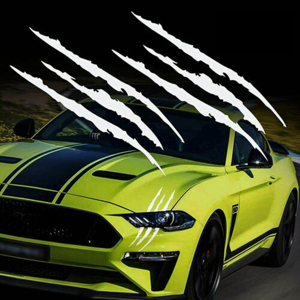 US 2-4Pc Monster Claw Mark Scratch Car Headlight Sticker Stripe Reflective Decal
