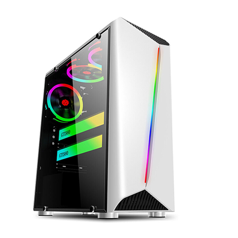 US ATX/MATX/ITX Mid Tower Case Side Panel Black White PC Gaming Computer Case