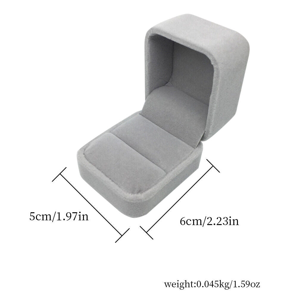 US 1-2 Pack Jewelry Box Set Velvet Jewelry Ring Gift Single Ring Flocking Boxes
