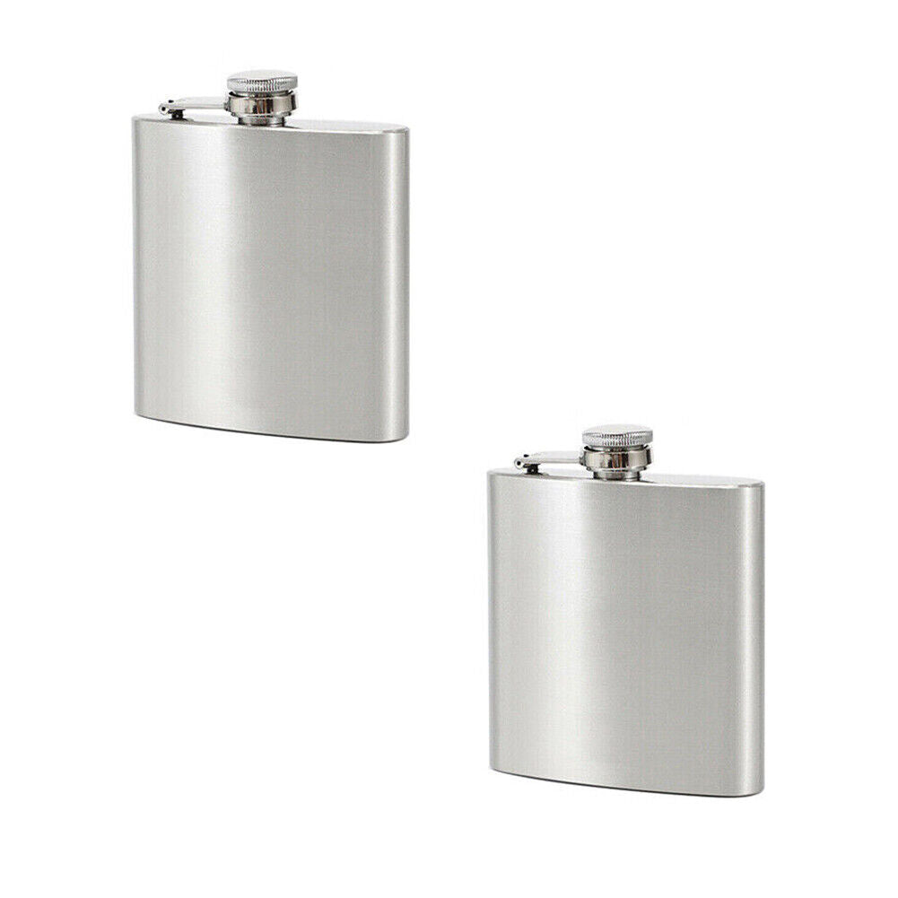 US 1-2 Pcs 7/10 Oz Liquor Pocket Hip Flask Leak-Proof Drinking Stainless Steel