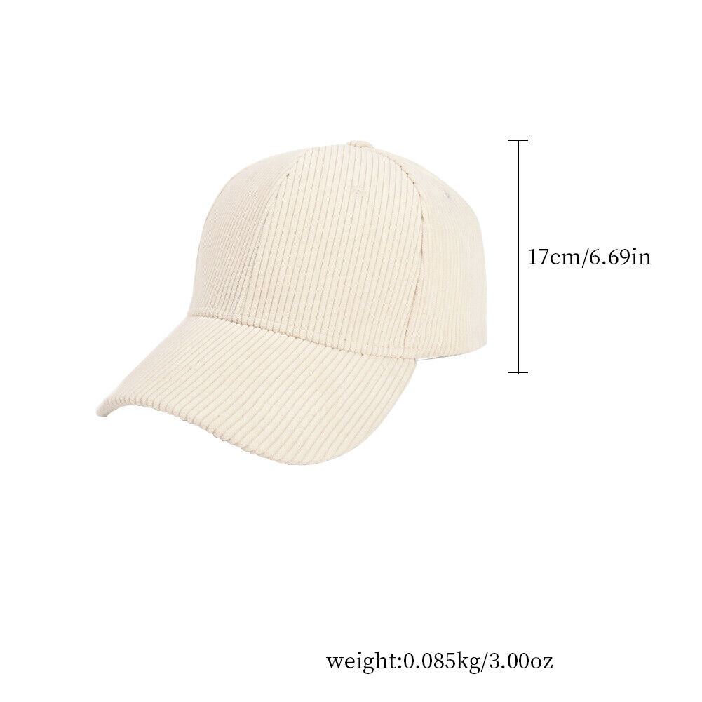 US 1-2 Pcs Cotton Corduroy Baseball Cap Classic Adjustable Plain Hat Warm Unisex