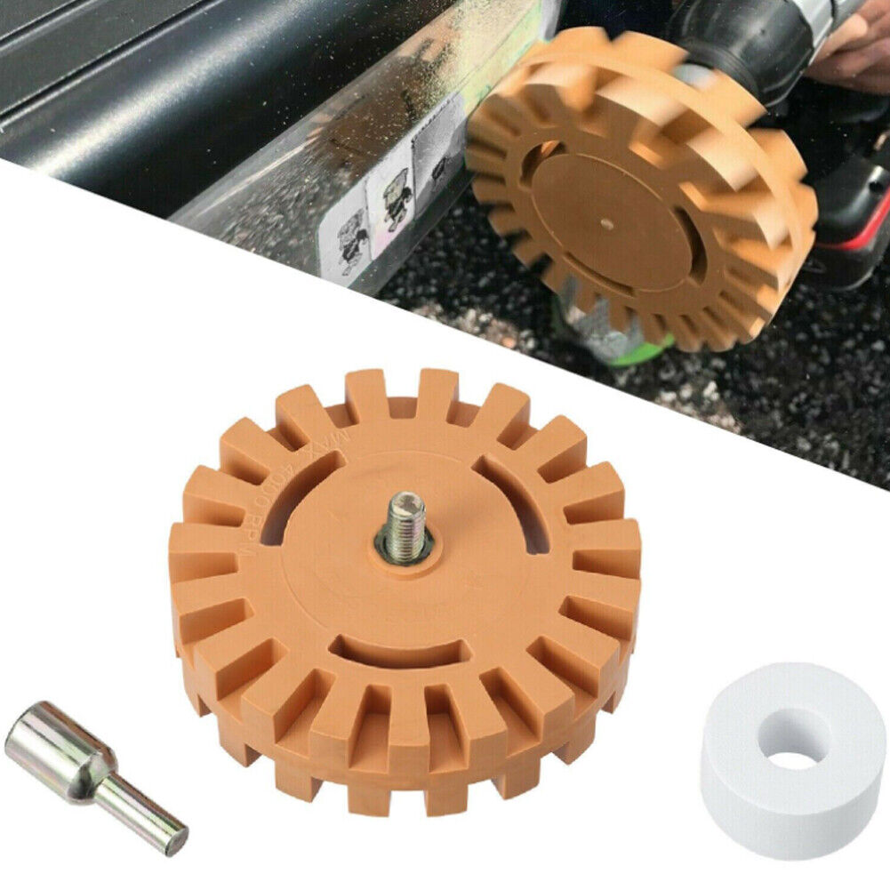 US 2-4 Pc 4” Decal Removal Wheel ABN Rubber Eraser Drill Arbor Adapter Pinstripe