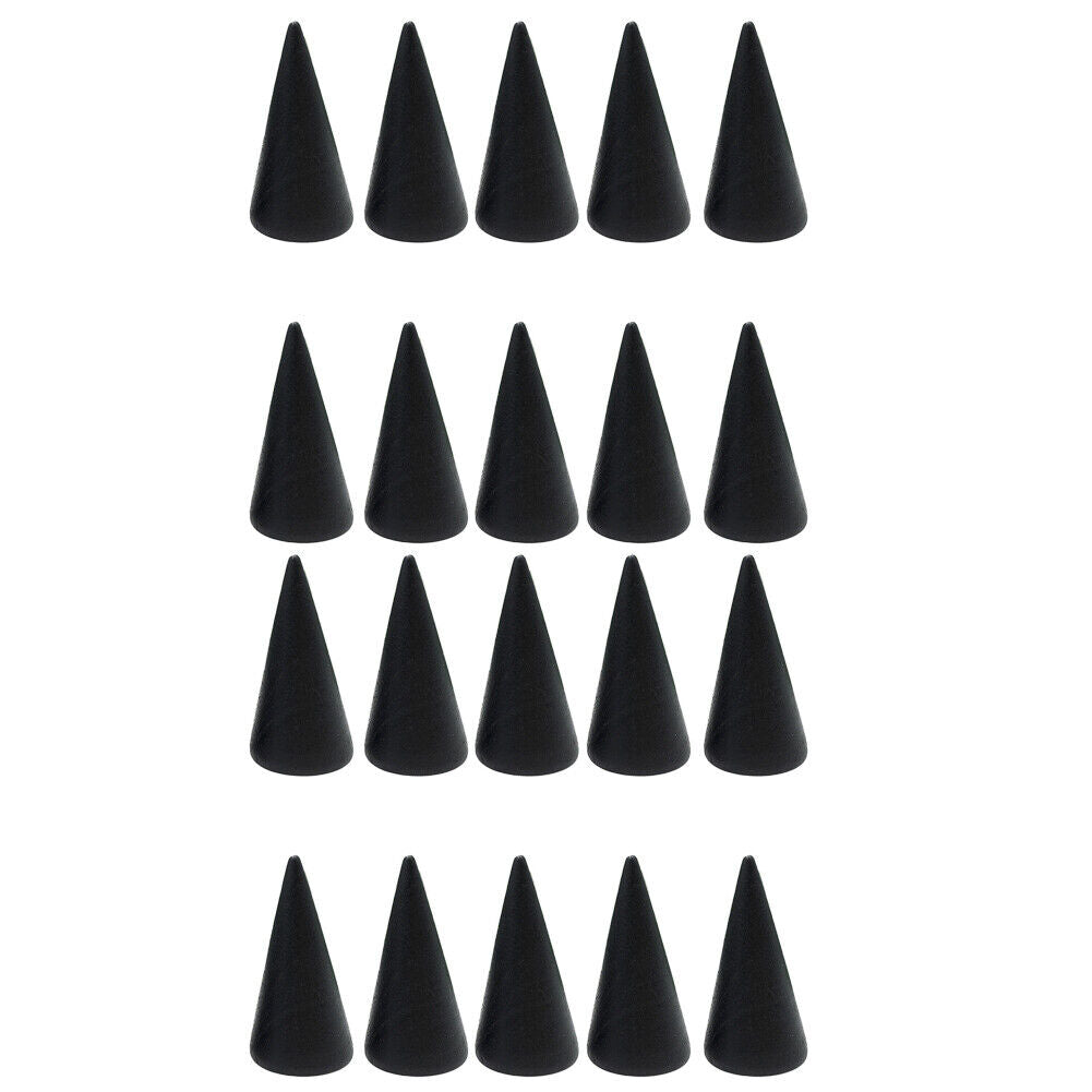 US 10-20 Pc Wood Cone Ring Holder Durable Finger Jewelry Display Stand DIY Craft