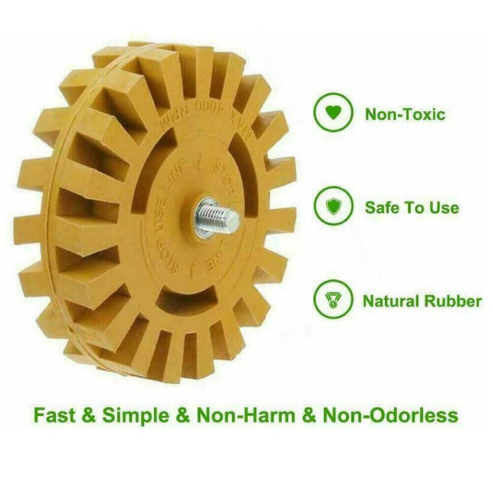 US 2-4 Pc 4” Decal Removal Wheel ABN Rubber Eraser Drill Arbor Adapter Pinstripe
