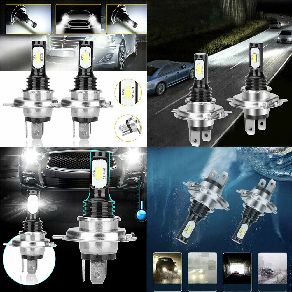 US 4-8 Pcs H4 LED Headlight Bulbs Cool Super Bright Wider Vision strong Beam Kit