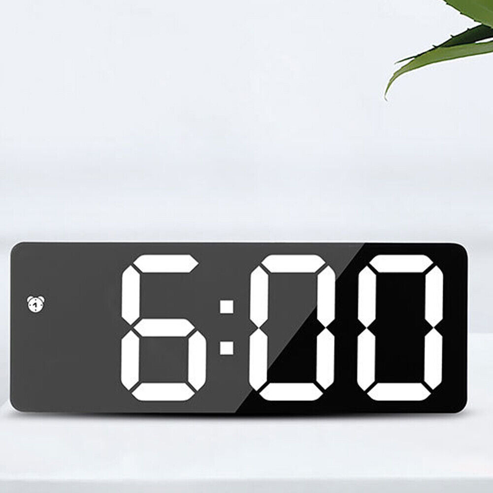 US 1-2 Pc Digital LED Desk Alarm Clock Large Mirror Display USB Temperature Mode