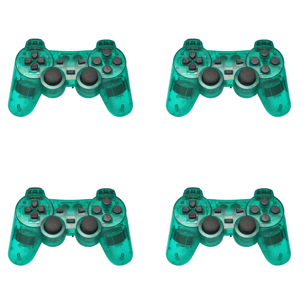 US Sony PS2 Wireless 2.4GHz Dual Vibration Controller Gamepad Transparent Color