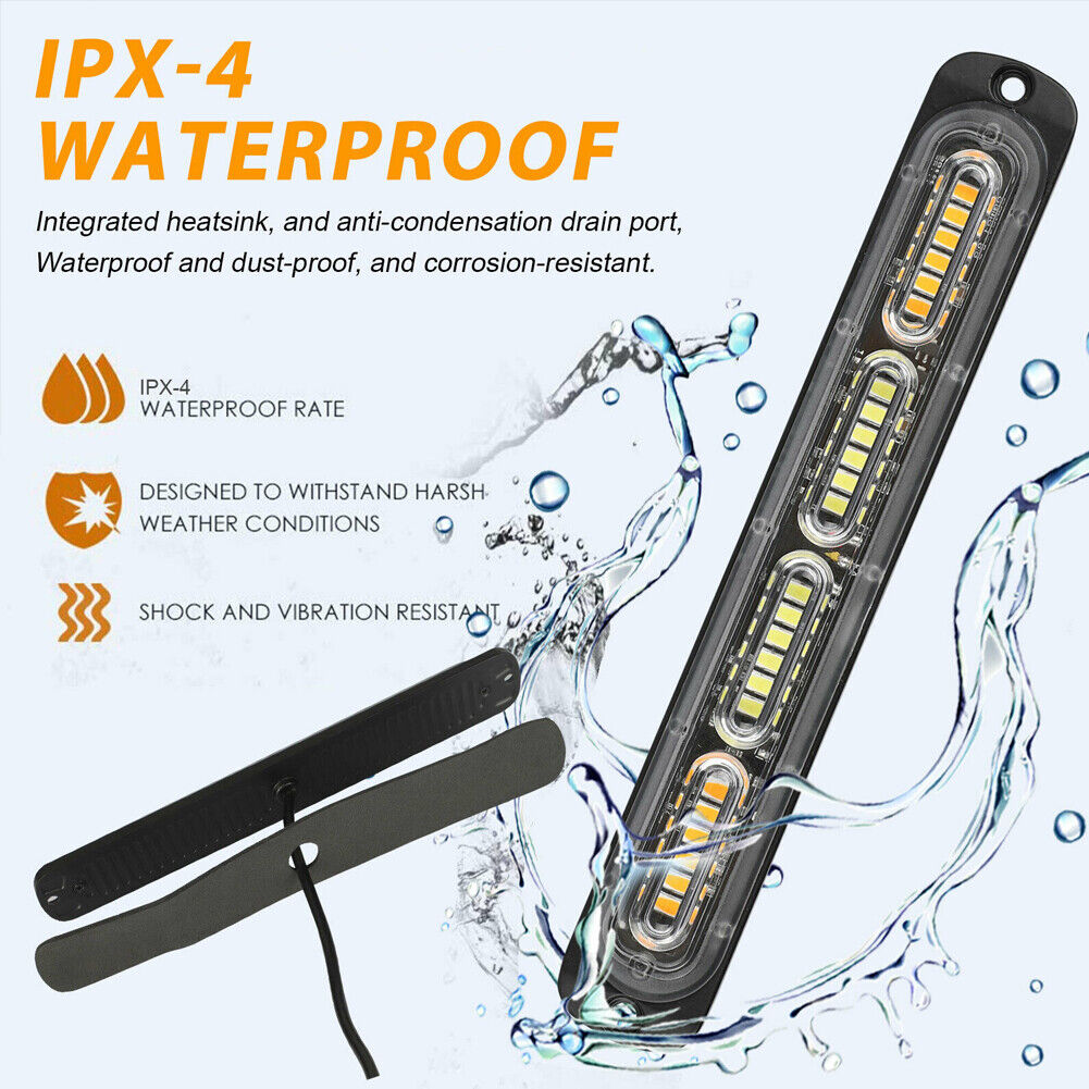 US 1-2 Pc 24V Bright LED Emergency Strobe Lights Warning Amber/White Flash Light