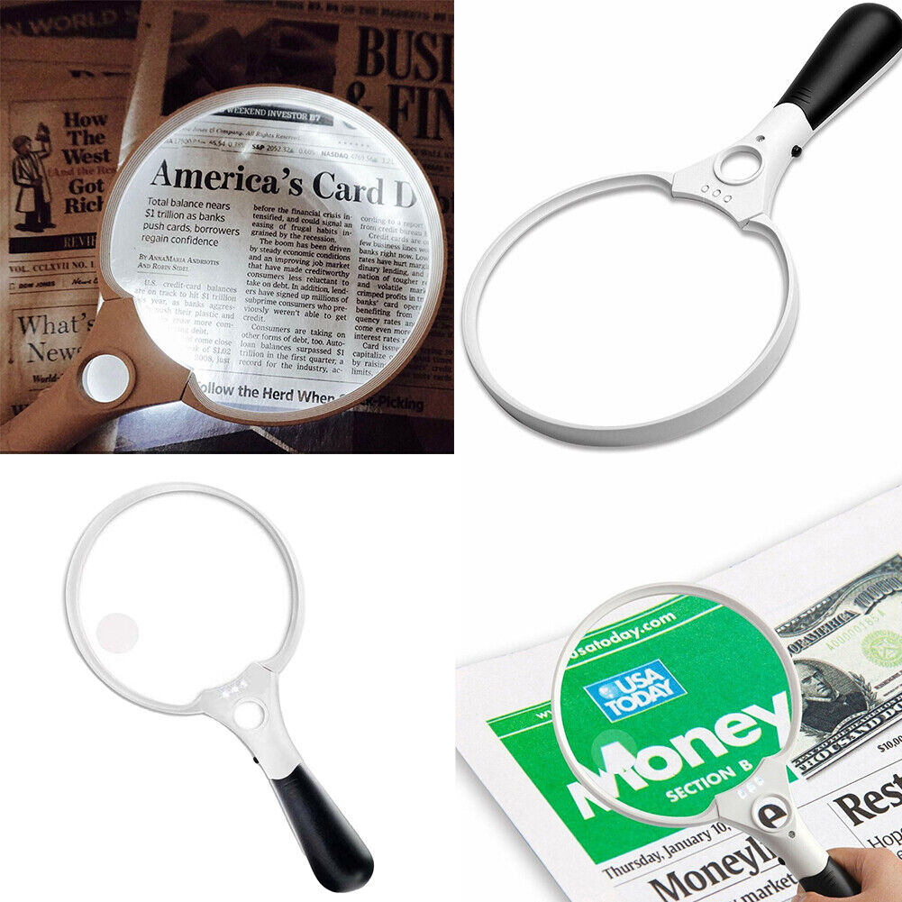 US 1-2 Pack 3 LED Lens Handheld Magnifier Reading Magnifying Glass Jewelry Loupe