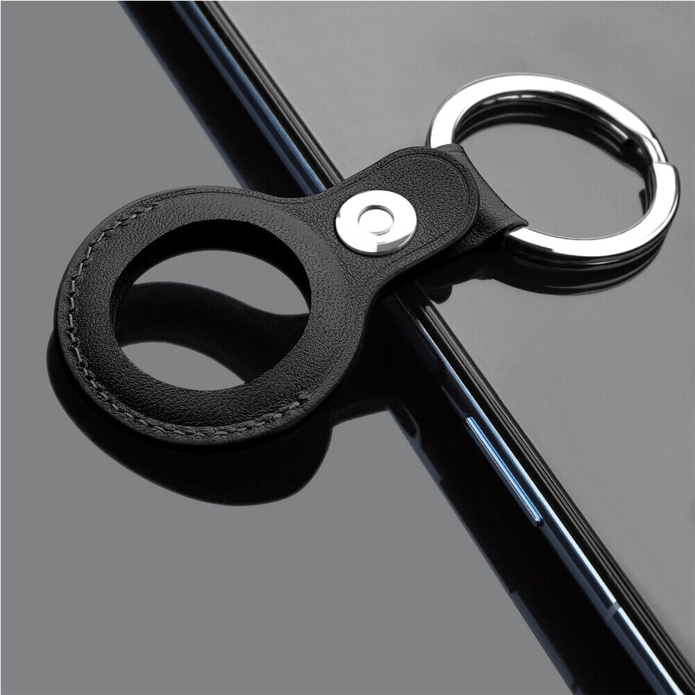 US 1-2 Pack Genuine Leather Air Tag Holder Keychain Case for Apple Air Tag Case