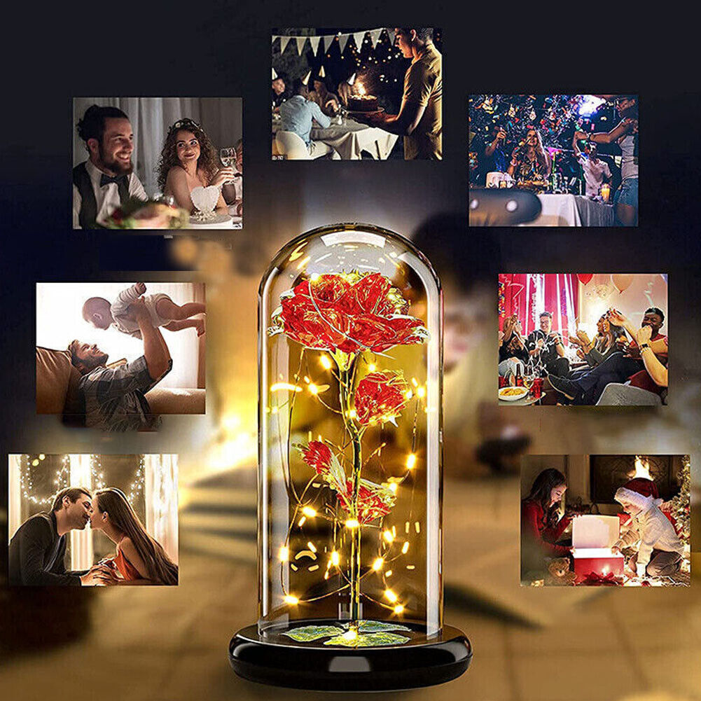 US Rose LED Light Glass Gifts for Wife Women Her Christmas Girlfriend Birthday