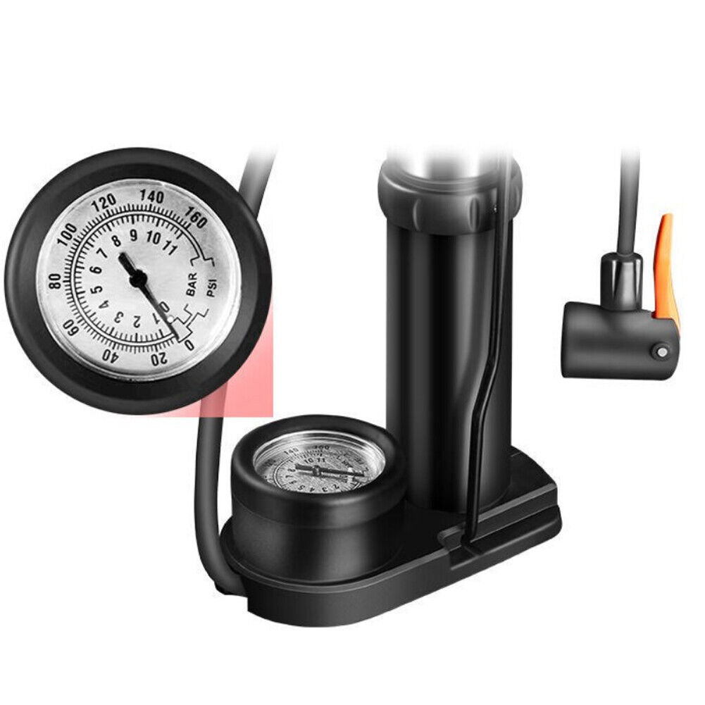 US 1-2Pc Bike Pump Mini Portable Motor Bicycle Foot Pump Pressure Gauge Tire Air