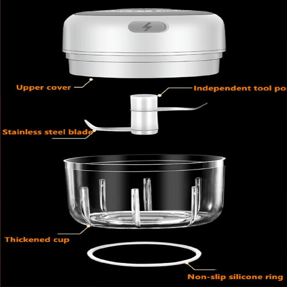 US 1-2 Pc 8.45oz/250ml Electri Mini Garlic Chopper Food Garlic Mincer Vegetable