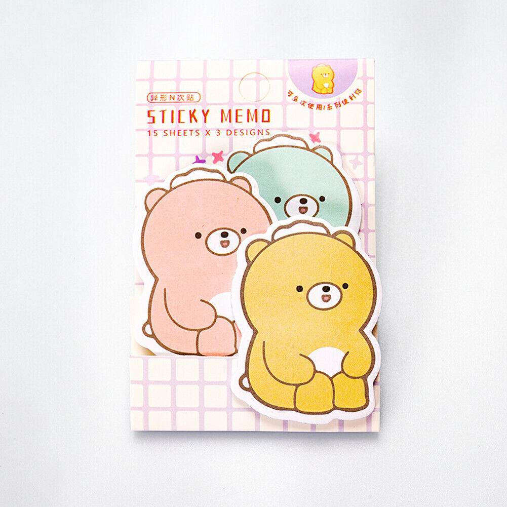 US 6-12 Pc (270-540 Pages Total) Sticky Notes Animals Shape Self-Stick Memo Pads