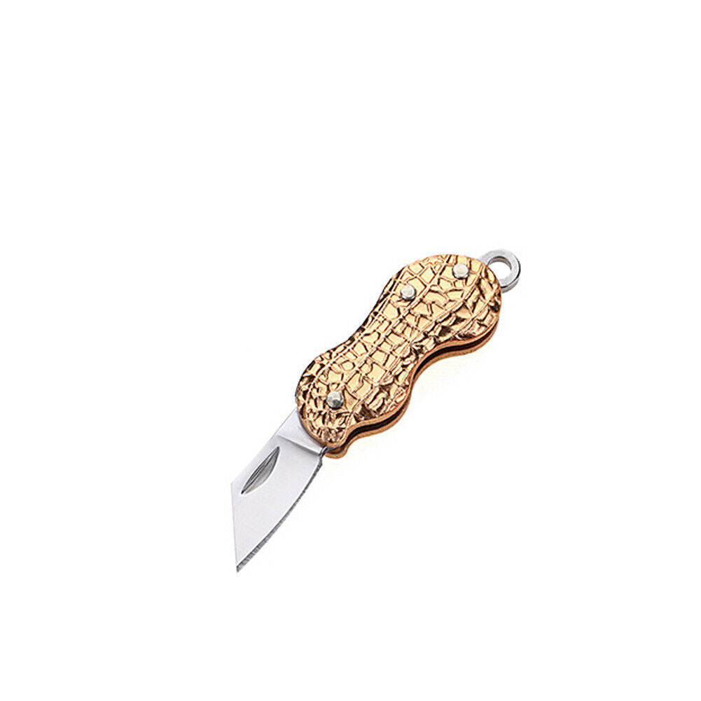 US 2-4 Pcs Mini Portable Folding Knife Peanut Shape Necklace Stainless Steel EDC