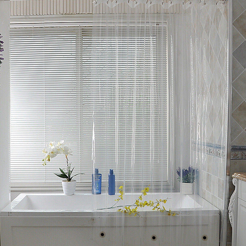 US 2 Pc Waterproof Clear Shower Curtain Liner Cute Lightweight Bathroom Magnet