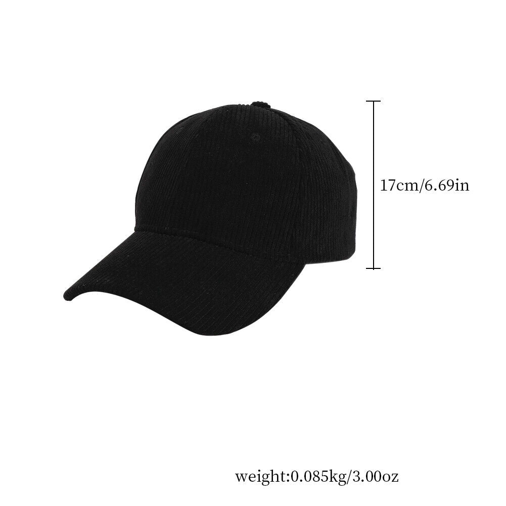 US 1-2 Pcs Cotton Corduroy Baseball Cap Classic Adjustable Plain Hat Warm Unisex