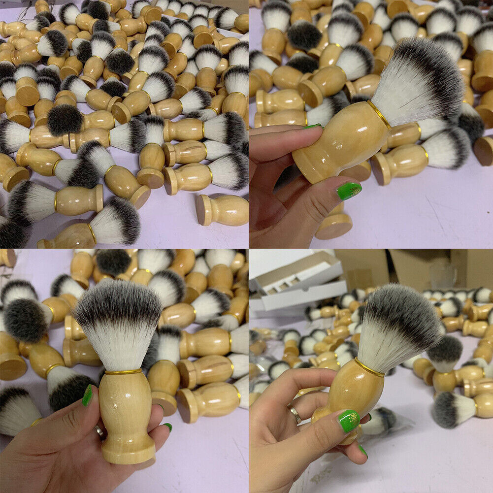US 2-4 Pc Shaving Brush Perfect Shave Barber Hard Wooden Handle Badger Hair Soft