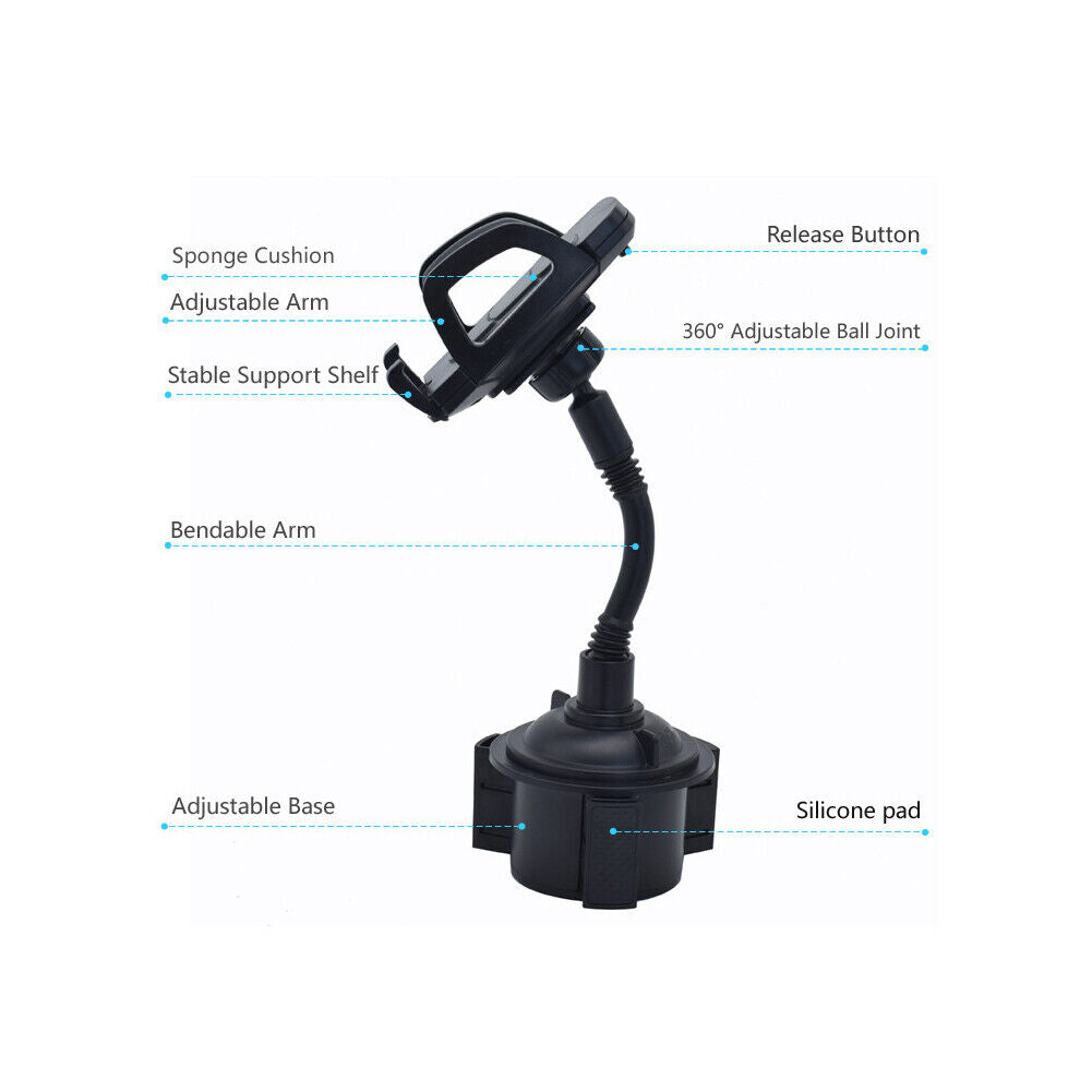 US 2-4 Pack Upgraded Universal Car Cup Phone Holder Cradle Adjustable Gooseneck