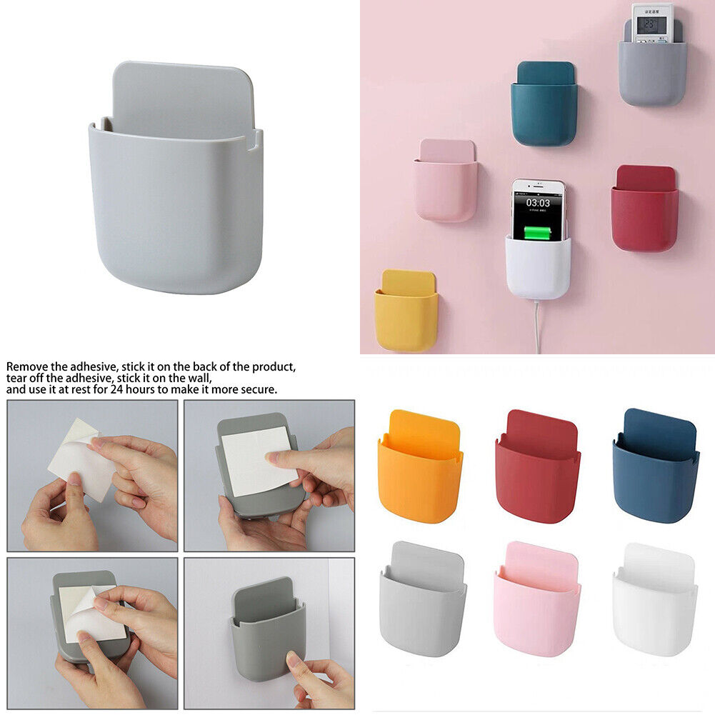 US 2~4Pc Adhesive Rack Hanging Box Remote Control Holder Phone Storage Organizer
