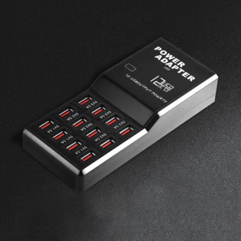US Multi 12 Port USB Charging Station Hub Desktop Wall Phone Charger Organizer