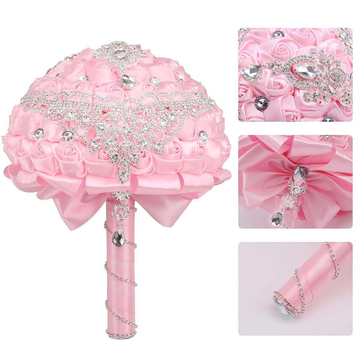 Wedding Bouquet for Bride Bridesmaid RoseFlowers Diamond Romantic Holding Flower