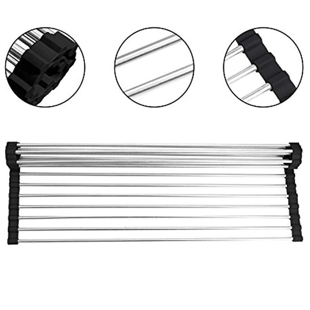 US 1-2 Pc Dish Drying Rack Large Drainers Multipurpose Foldable Kitchen Sink Mat