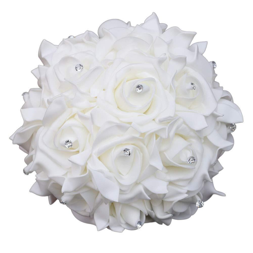 Wedding Bouquets Crystal PE Roses Bridal Bridesmaid Wedding Hand Holding Bouquet